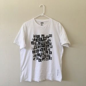 Uniqlo White Tee with Gundam Anime